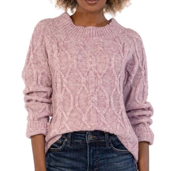 NWT Kut From The Kloth Sweater Sz Sm Pullover Cable Knit Wool Blend Purple Cotta - Picture 8 of 8